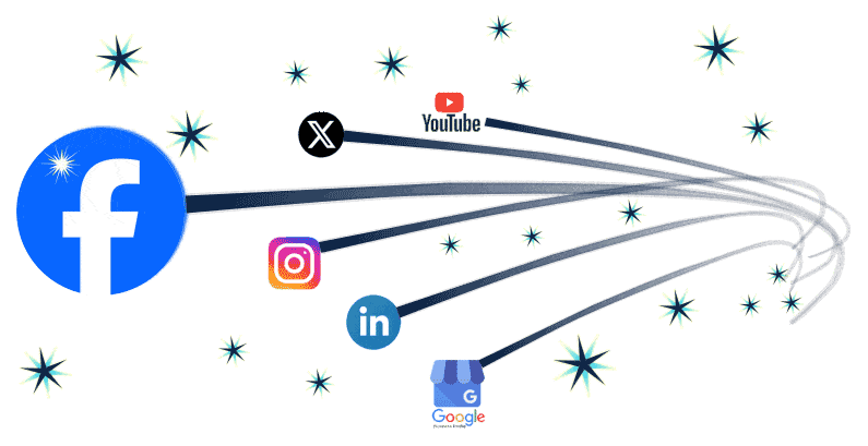 Shooting Stars with Facebook logo Out Front