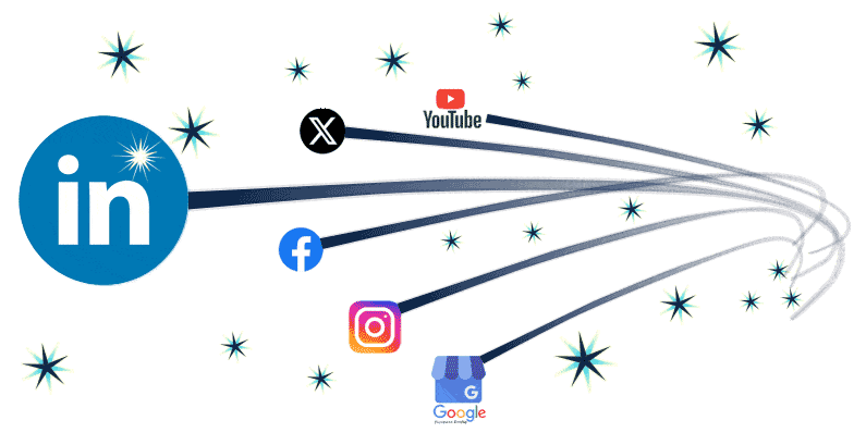 Shooting Stars with LinkedIn logo Out Front